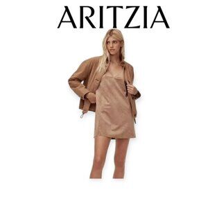Aritzia Wilfred Free Vegan Tan Suede Spaghetti Strap Slip Dress XS